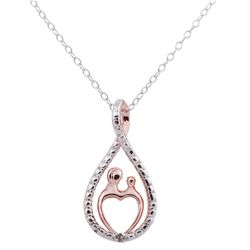 Mother and Child Rose-gold Plated Pendant w/chain